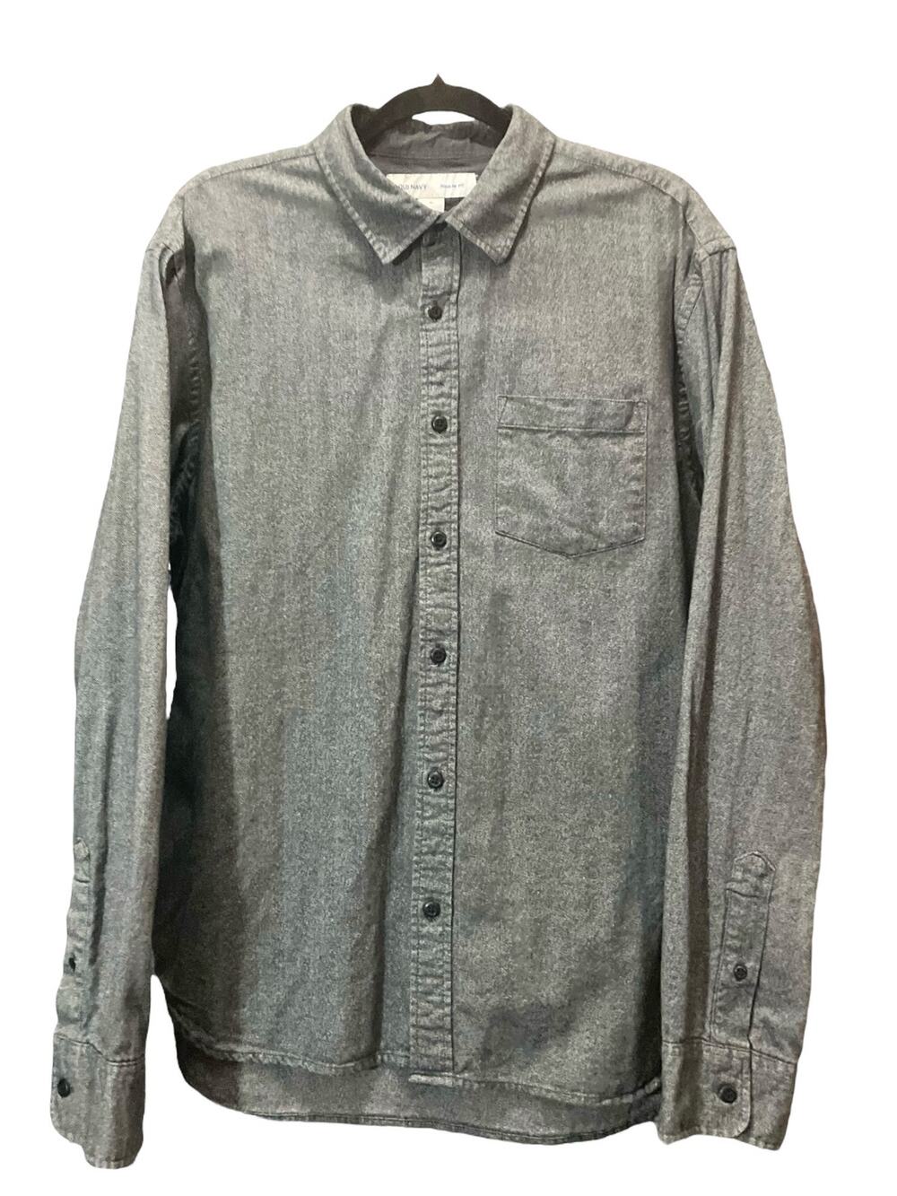Old Navy Men's Gray Stone Long Sleeve Chest Pocket Button-Up Shirt SZ XL